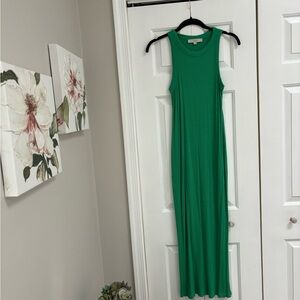 LOFT Green Sleeveless Halter Sheath Maxi Dress